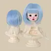 Peluca para Muñeca BJD 346 Puntos Flequillo de Seda Suave Cabello Corto Liso Bob Estilo Bebé Disfraz Cabeza Falsa