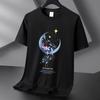 Camiseta de manga corta de algodón Xinjiang de 220 g, moderna e informal, de algodón puro, para hombre y mujer, de verano, con cuello redondo y media manga para estudiantes.