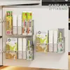 Organizador de filme plástico para porta de armário de cozinha, montado na parede, para guardar itens dentro da porta do armário, porta-temperos, prateleira de armazenamento multifuncional