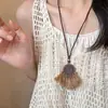 Collar Largo de Madera Estilo Chino Retro para Mujer, Cadena para Suéter de Cuello Halter Estilo Étnico de Nicho, Accesorios Versátiles de Estilo Nacional para el Día a Día