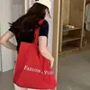 Bolsa Estilo Coreano Ins Bolsa de Lona Vermelha para Mulheres 2026 Nova Bolsa de Ombro de Grande Capacidade Bolsa Tote Estilo Preguiçoso de Verão