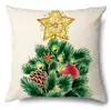 Productos para el Hogar Transfronterizos Amazon Funda de Almohada Navideña Papá Noel Árbol Sofá Funda de Almohada de Lino Funda de Almohada