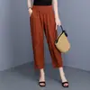 Nuevos Pantalones de Algodón Estampado Floral Tallas Grandes para Mujeres de Mediana Edad y Mayores, Pantalones Casuales Cortos de Pierna Ancha de Algodón Artificial Adecuados para Madres para Usar Afuera