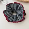 Goma para el pelo de estilo coreano, resistente, azul marino a cuadros, de cuatro capas, para mujer, accesorio de alta gama para moños, coleta súper grande y versátil