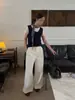 Pantalones Casuales Sueltos Simples Estilo Old Money ICCIICC para Mujer para Ir al Trabajo Pantalones de Pierna Ancha Plisados Trece Líneas Otoño Nuevo Modelo 2803