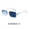 Nuevas Gafas de Sol de Moda Sin Marco con Diamantes, Gafas de Sol Metálicas Retro, Gafas de Sol con Protección UV que Cambian de Color, Modernas