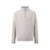 Nuevo suéter de punto para hombre de otoño e invierno con textura de punto trenzado estilo old money, cuello alto con media cremallera, venta al por mayor de fábrica transfronteriza