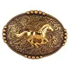 Hebilla Lisa Transfronteriza Aleación de Zinc Vaquero Occidental Bronce Hebilla de Cinturón de Piel de Vaca Hebilla de Placa de Aleación Accesorios para Cinturón Caballo y Vaca