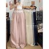 Pantalones Casuales de Pierna Ancha de Encaje Europeo para Mujer, Primavera y Otoño, Pantalones de Sicómoro de Moda, Pantalones Holgados y Relajados