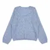 Tiro real Sí Con cuentas simple suave holgado adelgazante casual estilo perezoso suéter con cuello para mujer
