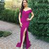 2026 Ropa de Mujer Transfronteriza de Amazon Estilo Nuevo Europeo y Americano Vestido de Cuello en V con Abertura Vestido de Noche para Banquetes Vestido Largo