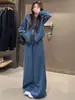 Tejido Elástico de Sarga Imitación Algodón 250g Conjunto de Dos Piezas de Chaqueta y Pantalones Casuales de Moda para Mujer Primavera y Otoño