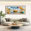 Tela de Algodón Importada Punto de Cruz Real Mona Lisa "Armonía en el Hogar, Prosperidad en Todo, Fortuna Viniendo" Versión Pequeña para Bordado de Sala