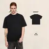 Camiseta de Manga Corta para Hombre Bk, Color Sólido, Borde Enrollado, Tácto Frío, Amigable con la Piel, Algodón Puro, Holgada, Casual, Cuello Redondo, Hombros Caídos.
