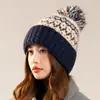 Gorro Rojo Navideño Estilo Otoño e Invierno para Hombres y Mujeres Lindo Pompon de Piel Gorro de Lana Tejido Cálido Protección para Orejas Gorro de Punto Invierno