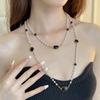 Novo Colar de Pérolas de Alta Qualidade para Mulheres Corrente de Lã Empilhada Longa Elegante Corrente de Clavícula de Luxo Leve Acessórios Simples Versáteis