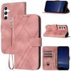 Capa de couro com cordão transversal para Samsung S24FE, capa para celular com relevo, carteira para cartão A06, capa para celular A16