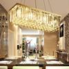 Lámpara de araña rectangular de cristal para restaurante, creativa, para bar, sala de estar, colgantes europeos para comedor, atmósfera dorada de titanio, lámparas para armario de vino