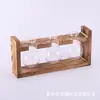 Simple Arte de Madera Retro Creativo Vidrio Hidropónico Tubo de Ensayo Decoración de Mesa para el Hogar Contenedor para Planta Pothos Listo para Entrega