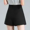 Shorts de cintura alta para mujer para primavera y verano 2026, estilo nuevo, línea A, holgados, adelgazantes, pierna ancha, shorts de traje negros para mujer, otoño