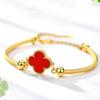 Pulsera de Acero de Titanio de Lujo Ligero Cinco Flores Trébol de Cuatro Hojas Sentido de Alta Gama para Niña Nuevo Diseño de Encaje de la Suerte Exquisita Pulsera de Doble Cara