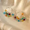 Pendientes de Abalorios Retorcidos Color Dopamina para Mujer, Estilo Vacaciones en la Playa, Dulces y Únicos, Accesorios para Orejas Exagerados y Exquisitos