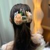 Pinza para el pelo de tela con flores artificiales, Pinza de pico de pato romántica, Accesorio artístico para el pelo de mariposa, Pinza para la raíz del pelo de primavera