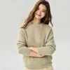 Hilo Herbalife ~25% Seda de Morera 75% Cachemira Suéter para Mujer Tejido de Punto Holgado Cuello Redondo Suéter de Punto Trenzado Ola