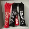 Sudadera con capucha holgada de alta calidad, con estampado retro americano de emociones mixtas, lavada y desgastada, para hombre y mujer
