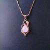 Pendente Oco com Gema Rosa Ouro Rosa Moda Pingente Gota Cristal Rosa Colar Corrente de Clavícula Elegante Simples Europeu e Americano