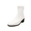 Viaje Silencioso Suela Silenciosa Versátiles Botas Adelgazantes Otoño/Invierno 2026 Tacón Grueso Tacón Medio Punta Cuadrada Elásticas Adelgazantes Botines para Mujer