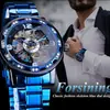 Reloj forsining moda para hombre casual clásico popular hueco pedrería manual reloj mecánico entrega de una pieza