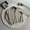Suéter estilo americano com gola alta parcial, unissex, outono/inverno, retrô, vintage, modelagem solta, quente, cardigã de tricô com caimento clean