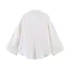 2026 Primavera Nuevo Producto Moda Femenina Transfronteriza Europea y Americana Casual Color Sólido Holgada Camisa de Mangas Anchas W025 12263
