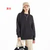 Sudadera de cuello redondo de rizo de algodón puro de 400 g, sudadera pesada de marca de moda, cuello redondo de algodón de rizo unisex de color liso