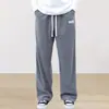 Pantalones Deportivos de Encaje de Color Sólido Simples Rectos para Hombre Pantalones Casuales de Pana con Toque de Lujo Pantalones de Pierna Ancha