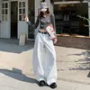 Jeans Chaoyuan Outono Novo com Perna Curva Feminino Jeans de Sarja Americano High Street Cintura Alta Solto Perna Larga Casual Versátil Calça de Comprimento Total