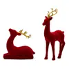 Adornos de Ciervo Flocado Rojo Vino de Navidad Nuevos Transfronterizos Decoración Festiva para el Hogar Par de Adornos de Ciervos Navideños