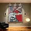 Manta de Sofá Minimalista de Gama Alta, Esterilla para Ventana de Mirador, Cojín de Sofá, Alfombra, Mantel, Patchwork de Pintura al Óleo, Decoración de Manta Gruesa de Dibujos Animados