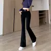 El comercio transfronterizo te hace ver más alto y delgado pantalones negros ajustados de doble botón para mujer corte slim jeans de verano microacampanados elásticos para mujer