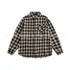 Nova Jaqueta Camisa Xadrez Solta Preta de Primavera e Outono Camisa Xadrez Maillard Retrô Americana para Homens e Mulheres