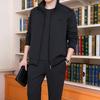 Roupa Esportiva Masculina para Meia-Idade e Idosos, Conjunto de Três Peças para Primavera e Outono, Jaqueta Casual Masculina Plus Size, Roupa Esportiva de Primavera para Pais