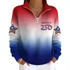 Sudadera cruzada con media cremallera y cuello medio alto, top casual para mujer conmemorativo del 250 aniversario de EE. UU., comercio exterior, Amazon Europa y América
