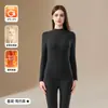 Conjunto de Roupa Íntima Térmica Feminina de Lã de Coelho com Gola Meia-Alta, Espessada, Antibacteriana, Acrílico, Aquecimento, Camada Base Sem Costura, Roupas de Outono e Calças para Mulheres