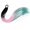 Perucas Trançadas Estilo Europeu e Americano para Mulheres, Cabelo Longo, Tranças Pequenas Coloridas, Cor Degradê, Dreadlocks de Três Fios, Rabo de Cavalo