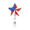 Novo Porta-Crachá Retrátil de Estrela de Cinco Pontas para o Dia da Independência para Estudantes de Medicina, Porta-Crachá Retrátil com Emblema da Bandeira Americana