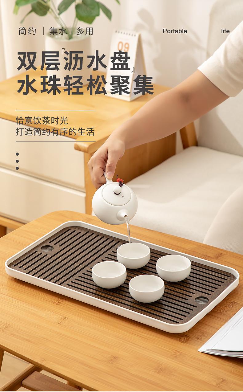 日式干泡茶盘家用简易木制双层沥水盘沥水板茶具茶杯水