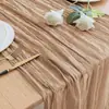 Novos produtos transfronteiriços Caminho de mesa enrugado Gaze Toalha de mesa translúcida Toalha de mesa para festa de feriado Toalha de mesa de casamento Twist Caminho de mesa enrugado