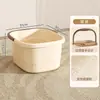 Bacia para pés com rodas para uso doméstico, profunda o suficiente para cobrir as panturrilhas e os joelhos, com função de aquecimento, portátil, espessa para isolamento, ideal para imersão dos pés no inverno.