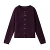 26 Otoño Invierno Más Vendido Cárdigan Cepillado Suéter de Seda de Morera Lana Cachemira Botones de Concha Cuello con Borde Enrollado Color Sólido Elegante Ropa de Abrigo